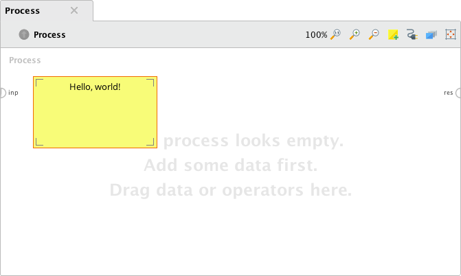 Hello, world!' Altair RapidMiner process 'Hello, world!' Altair RapidMiner process